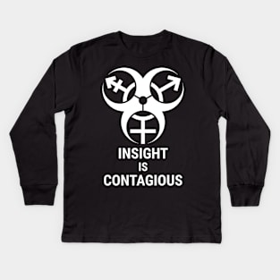 insight is contagious (trans biohazard) - white text Kids Long Sleeve T-Shirt